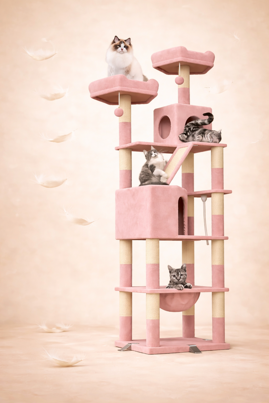 🌳 Arbre à Griffer XXL 208 cm – Stabilité, Confort et Divertissement pour Petit Félin