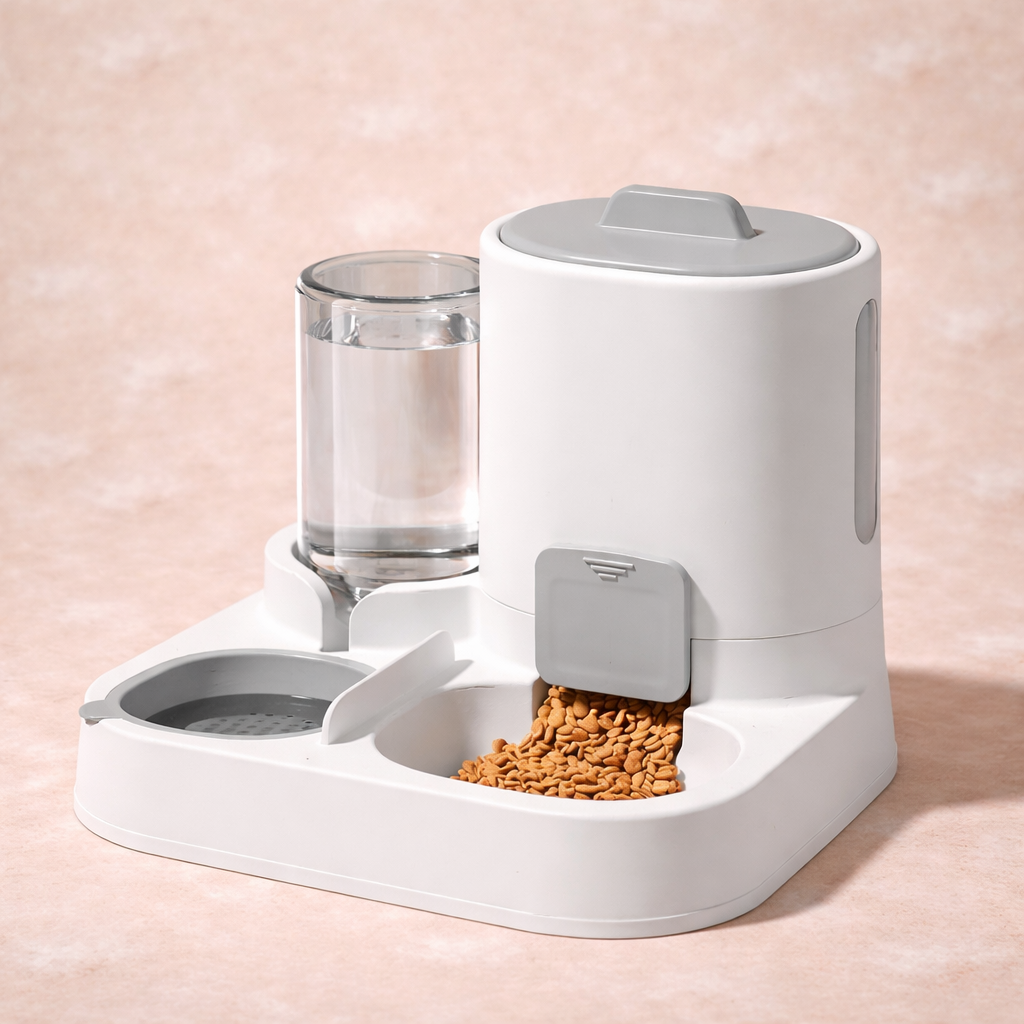 🍽️ Distributeur de Nourriture avec Distributeur d’Eau – Simplicité ; Sérénité pour Petit Félin
