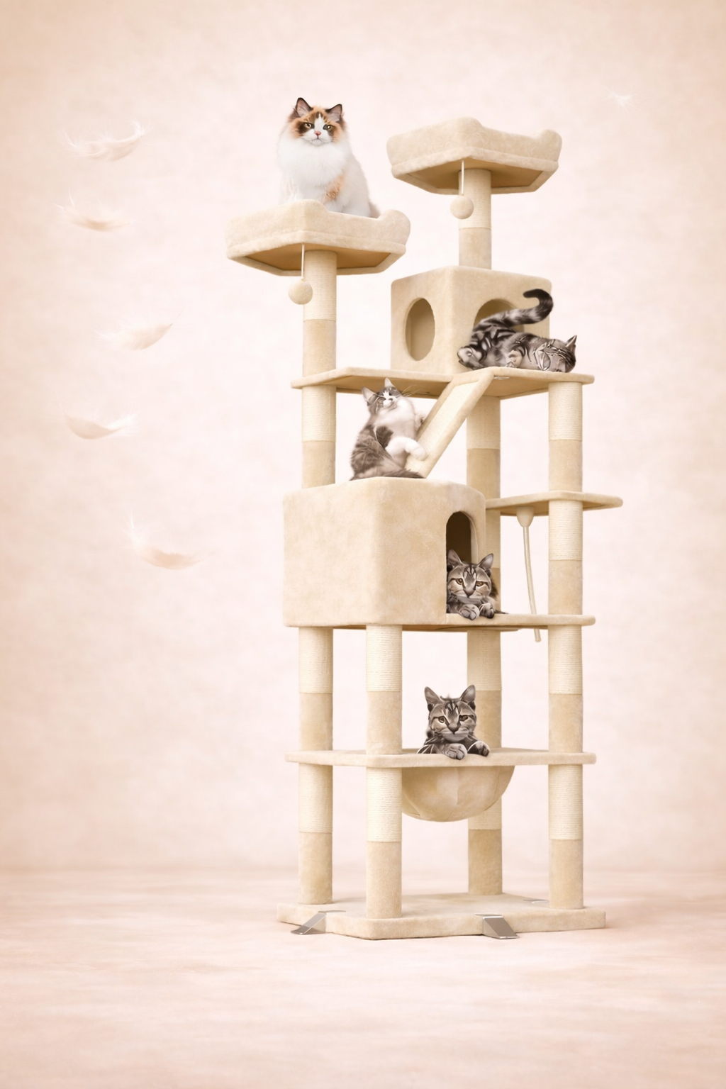 🌳 Arbre à Griffer XXL 208 cm – Stabilité, Confort et Divertissement pour Petit Félin