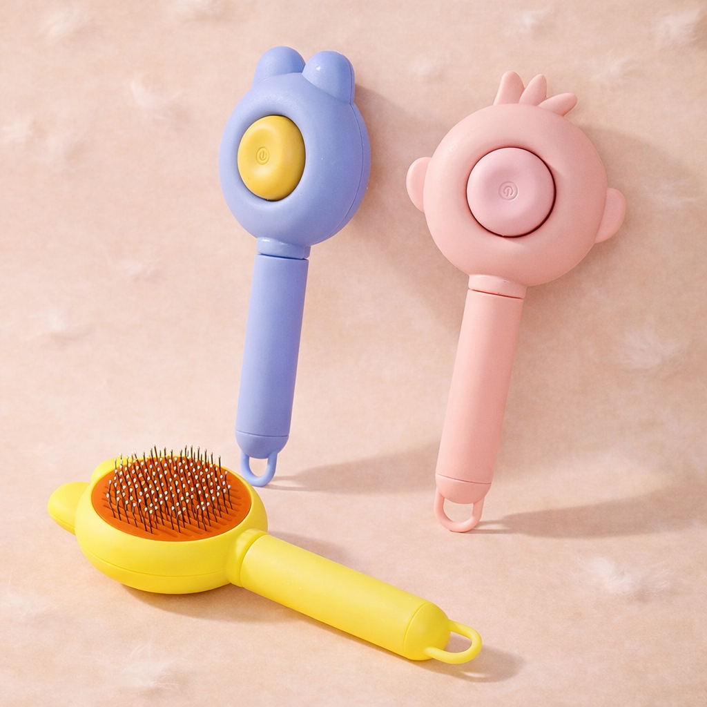 Peigne Auto-Nettoyant 1 Clic – Soin ; Massage pour Petit Félin