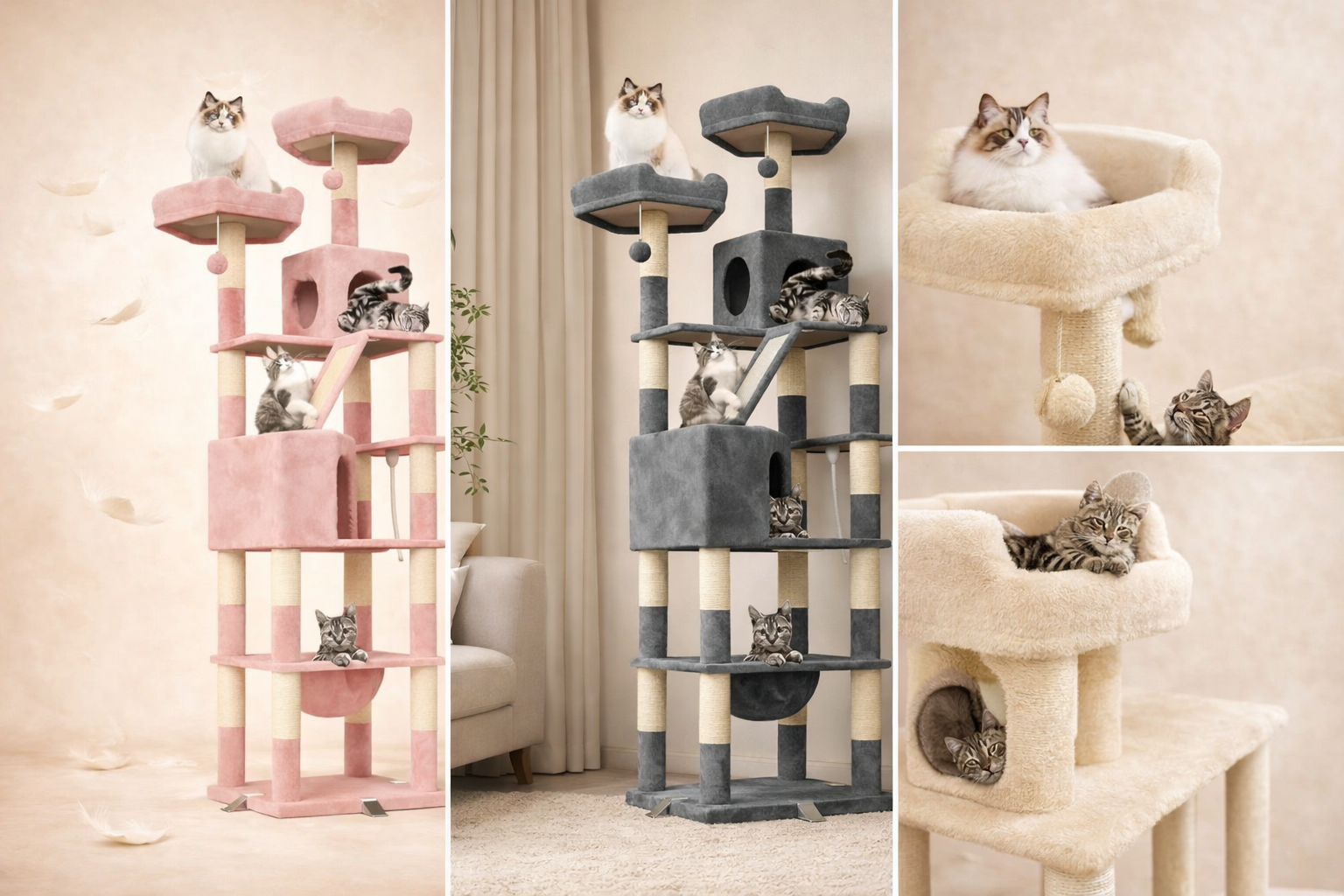 🌳 Arbre à Griffer XXL 208 cm – Stabilité, Confort et Divertissement pour Petit Félin